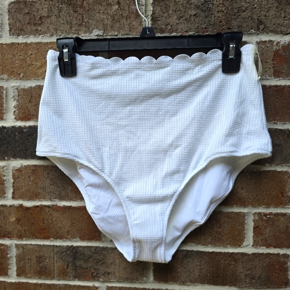Aerie White Textured High Waisted Swim Bottom - Picture 1 of 14